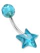 Piercing do pupka z chirurgickej ocele, blankytná hviezda