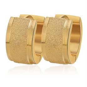 Dámske náušnice z chirurgickej ocele, pieskovaný pás, zlatá farba