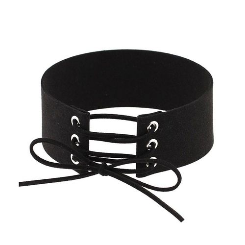Náhrdelník choker, čierna zamatová umelá koža, šnúrka - bižutéria