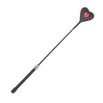 Black leather whip with heart, red-black color