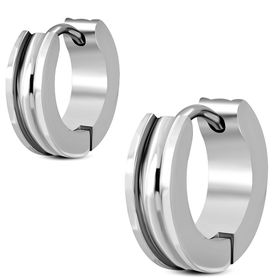 Dámske náušnice z ocele, dva zárezy, strieborná farba