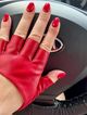 Red fingerless leather gloves