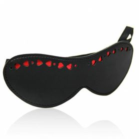 Čierna kožená škraboška - Red Heart