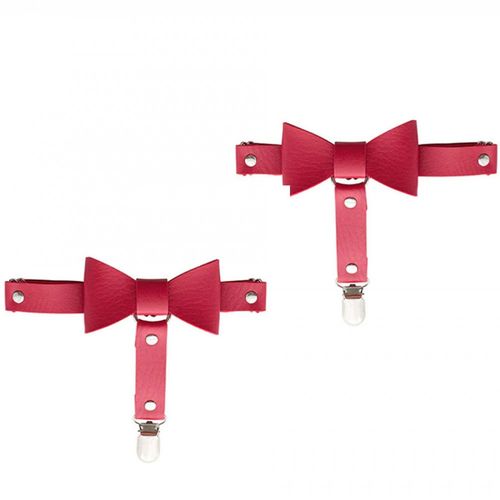 Leather leg garter, red leather and bow