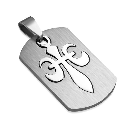 Prívesok známka z chirurgickej ocele, Fleur de lis , 35x22 mm