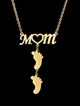 Dámsky oceľový náhrdelník, nápis "MOM" a dve detské nôžky