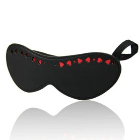 Black leather mask - Red Heart