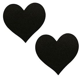Nipple stickers, black satin hearts