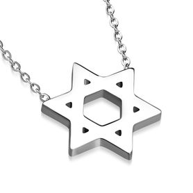 Náhrdelník na krk, Dávidova hviezda, strieborná farba, chirurgická oceľ