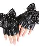 Black leather gloves without fingers, studs and bow
