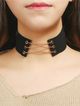 Náhrdelník choker, čierna zamatová umelá koža, retiazka - bižutéria