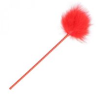 Red feather tickle, handle with ribbon