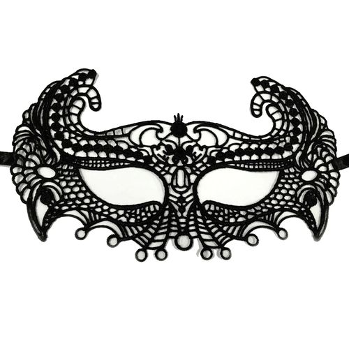 Lace black mask with ribbon - Madlene