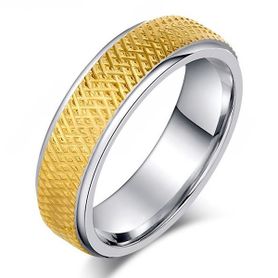 Obrúčka so stredovým pásom, zlato-strieborná chirurgická oceľ