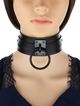 Černý erotický kožený choker, kovové elementy