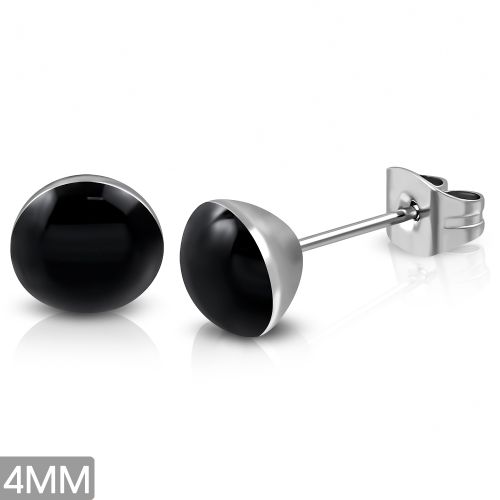 Náušnice z chirurgickej ocele s čiernou glazúrou - 4mm