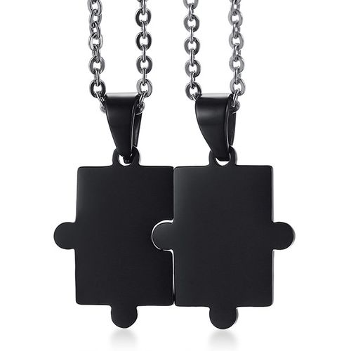 Prívesky puzzle pre dvoch, chirurgická oceľ, čierna farba