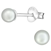 Dámske strieborné náušnice 925, svetlo-šedá perlička - 4 mm
