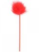 Red feather tickle, handle with ribbon