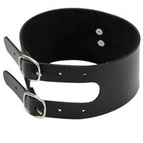 Černý erotický choker, stříbrný kovový kroužek, dvojité zapínání