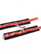 Handcuffs, black straps and red belt