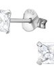 Strieborné náušnice 925, číre zirkónové štvorce - 4 mm