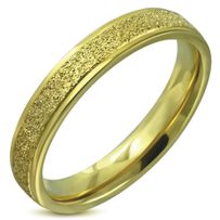 Pieskovaný prsteň z chirurgickej ocele, zlatá farba - 5 mm