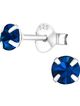 Strieborné náušnice 925, okrúhle modré zirkóny - 4 mm