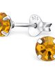 Dámske strieborné náušnice 925, okrúhly oranžový zirkón - 5 mm