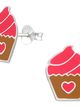 Detské strieborné náušnice 925, ružovo-hnedý muffin