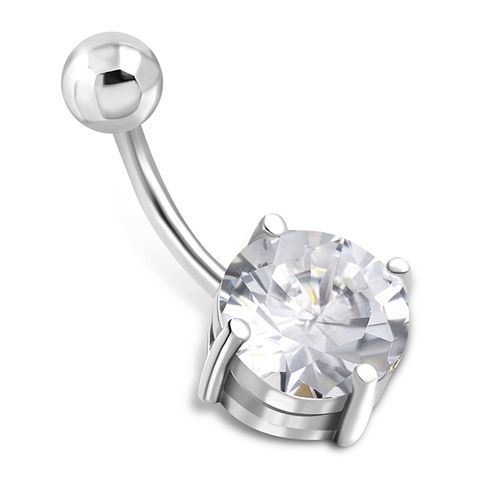 Piercing do pupka z chirurgickej ocele, číry zirkónový kruh