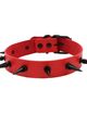 Červený erotický kožený choker, černé kovové ostny