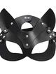 Black leather cat mask, studs and belt