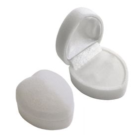 Zamatové darčekové balenie na prsteň, biele srdce