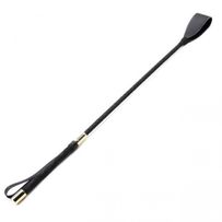 Kožený bič, pletená rukojeť, zlatá a černá barva - 60 cm