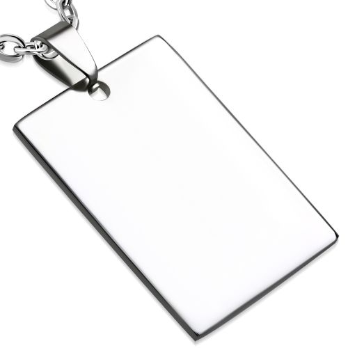 Prívesok vojenská hranatá známka z chirurgickej ocele 37x27 mm