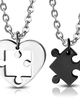 Prívesok pre dvoch, puzzle a srdce, oceľ, strieborná a čierna farba