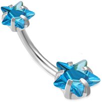 Piercing do pupka z chirurgickej ocele, blankytné zirkónové hviezdy