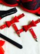 Leather leg garter, red leather and bow