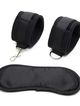 Erotic set, soft handcuffs and satin mask, black color