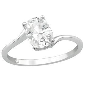 Strieborný zásnubný prsteň 925, väčší oválny číry zirkón