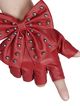 Red leather gloves without fingers, studs and bow