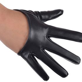 Black leather women's half gloves