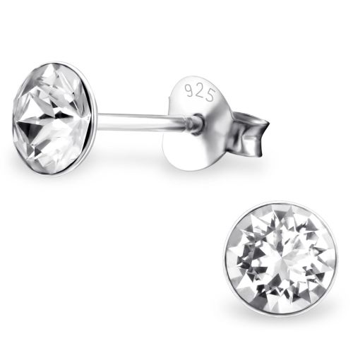 Dámske strieborné náušnice 925, okrúhle číre zirkóny - 5 mm