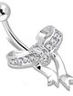 Piercing do brucha z ocele striebornej farby, zikrónová väčšia mašľa