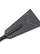 Black leather whip, plastic handle and leather triangle