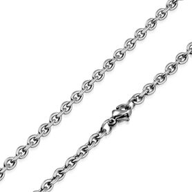 Retiazka na krk z ocele, strieborná farba, vzor "Rolo" - 2/500 mm