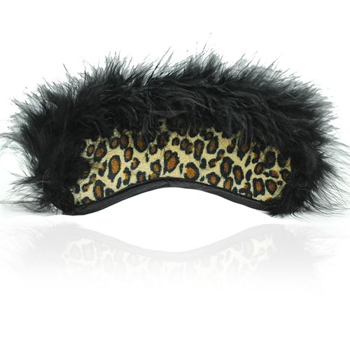 Měkka škraboška s leopardím vzorem a kožešinou