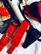 Handcuffs, hairy red straps