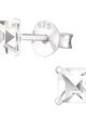 Dámske strieborné náušnice 925, číre zirkónové štvorce - 4 mm
